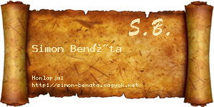 Simon Benáta névjegykártya